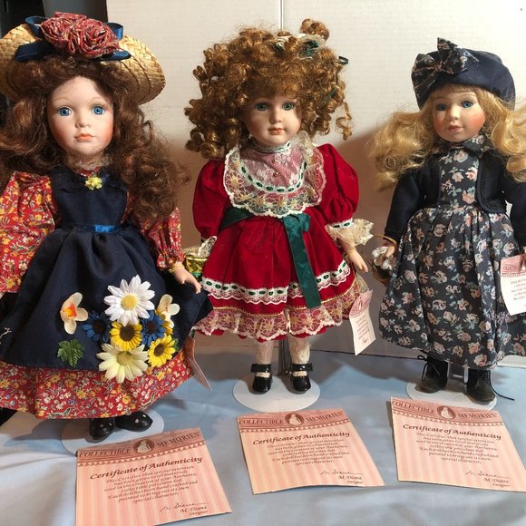 LOT of 3 Collectible Memories Porcelain Dolls NORMA JEAN, LAUREN, GINGER #F67 - Picture 1 of 9